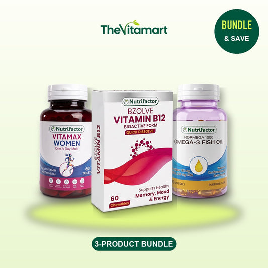 Multivitamin, B12 & Omega-3 Supplements for Women Bundle